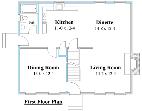 Cape Cod Home 1st floor plan
